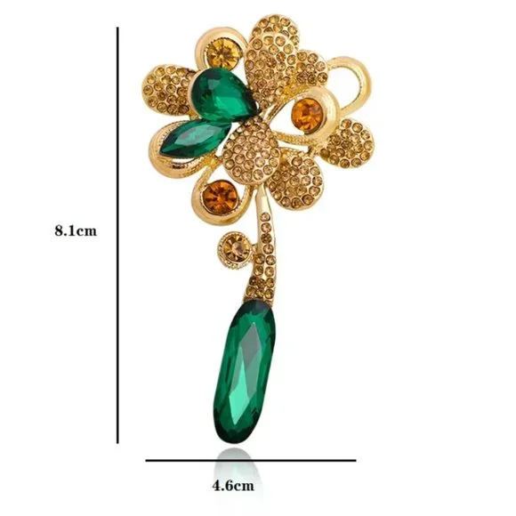 Large Love Crystal Flower Brooch / Necklace Pendant - Picture 8 of 11